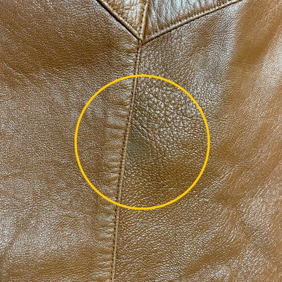 Vintage Leather Jacket Oversize Women Open Front FLAWS Soft Batwing Sleeve Brown - Picture 15 of 16